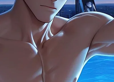 Shredded Gym Guy Nude Erect Dick Mirror Selfie in Infinity Pool