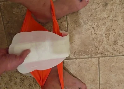 Pad Change in Microfiber Panties Takepad