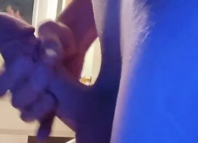 Skinny Boy With A Stomach Full Of Food Strokes His Cock Till He