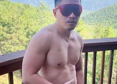 Mountain Top Tease: Muscular Asian Hunk's Solo Show