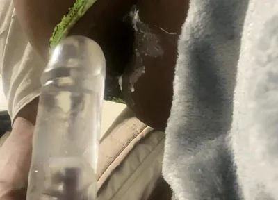 Black Solo Anal Sliding Green Jockmail Thong to the Side