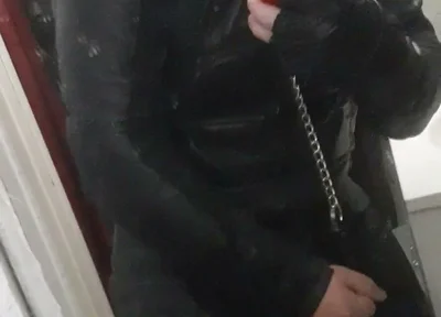 Leather Biker Jerking off in Leather Suit