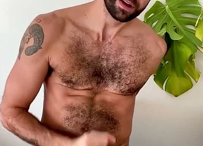 Solo Jerking Big Cock and Hanging Balls