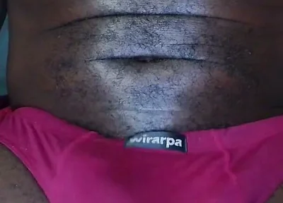 Bulging Out of My Burgundy Underwear as I Am Working on Computer