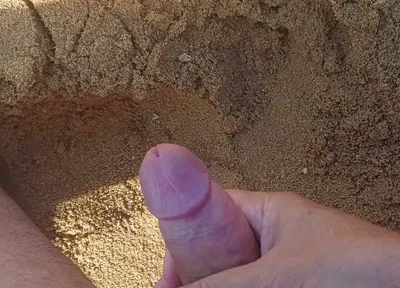 Ladysilva Masturbating His Cock on a Deserted Beach Until He Cums Hot