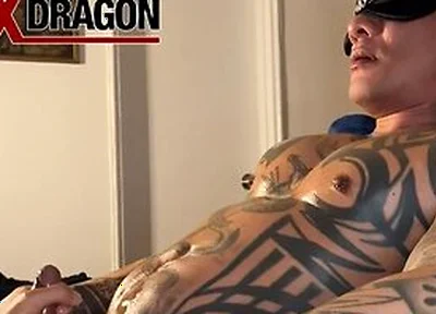 Inked Asian Dilf Damian Dragon Relaxes As His Sub Strokes His Dick