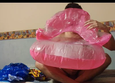 Blowing up Many Inflatable While Jerking off!