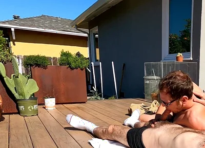 Boy Surprises Stepdaddy Strips and Sucks Him Outdoors