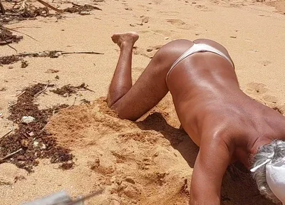 Ladysilva Femboy on the Beach Wearing Panties Showing off Her Hot Big Ass