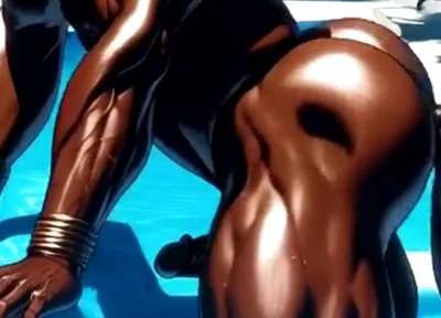 Gay Anal Sex with Two Black Men by the Pool of a Luxury Hotel. Yaoi Hentai Animation