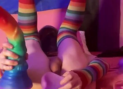 (full Video) Size Queen Femboy Raine Stretched By Massive Fantasy Dildos!