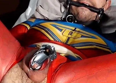 October 2021 Ricky Cage Live Show -- Cock-locked Superhero Takes Dicks in Ass and Mouth!