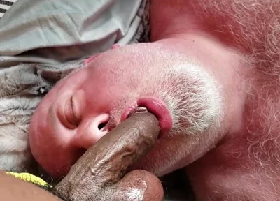 Bear Jerks off with Cum on His Feet