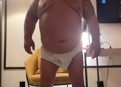 Large Older Giant Gentleman Has a Huge Belly and Hands Free Orgasms