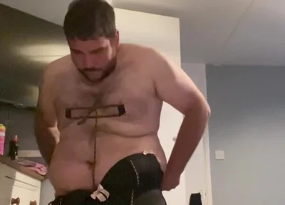 Cock and Ball with Butt Plug and Sissyfication Crossdressing Nipple Clamps