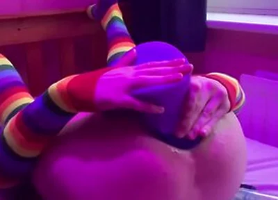 Size Queen Femboy Raine Stretched By Huge Toys!