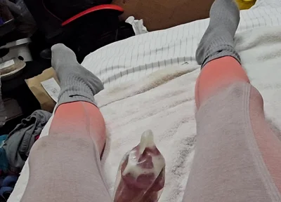 Edging in Condom and Finally Relese a Massive Load Inside!