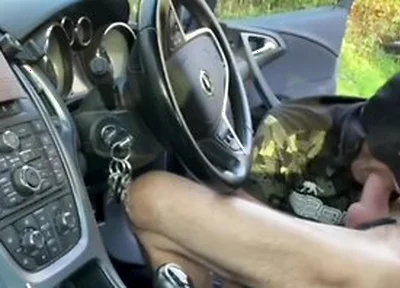 Rest Area Hookup Horny Guy In Batman Mask Sucks My Big Cock In The Car