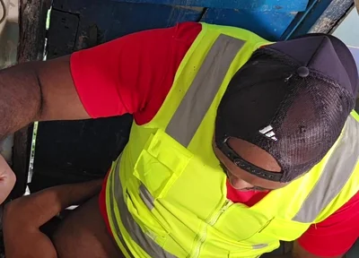 Construction Site Bathroom and Workers