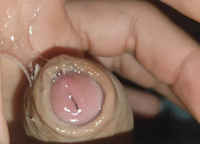 Creamy Pre-cum Slowly Sliding Down the Hole.