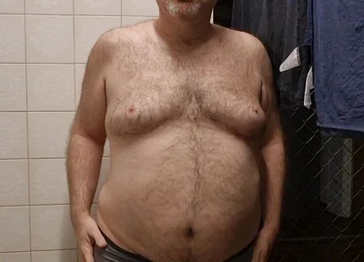 Chubby Daddy Bear Get Naked in the Laundry Room