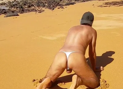 Ladysilva Crossdresser Showing off Her Hot Ass in Panties on the Beach