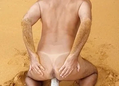 Ladysilva Naked on the Beach Horny with a Cock in Her Ass