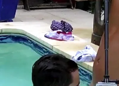 Twink fucked in the swimming pool by older for fun