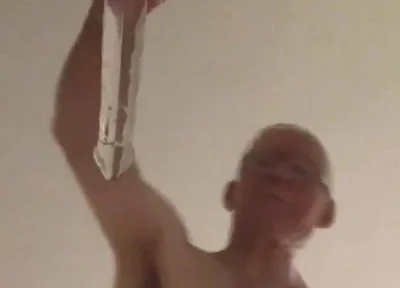 Close up View From Below Riding a Large Glass Cock