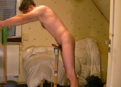 Homemade Stand Fleshlight Vibrator Masturbation