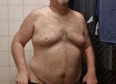 Chubby Daddy Bear Get Naked in the Laundry Room