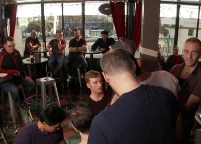 Muscle stud uses and fucks his boy in front of a horny lunch crowd.