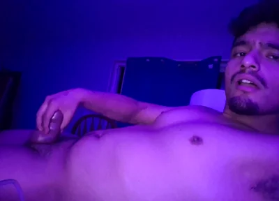 Jerking My Uncut Cock While Inflating My Belly